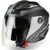 Cruizer Casco Jet Moto Scooter Omologato Doppia Visiera Nero Opaco Grafica Grigio Argento