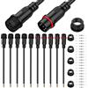 HAAMNING7 Set di 5 cavi di collegamento LED a 5 pin impermeabili - Spina maschio e femmina con filo 24AWG da 0,2 mm², cavo di prolunga IP67 da 20 cm per auto, camion, barca