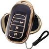 ATFIGII Cover per chiave elettronica compatibile con Honda HRV CRV LX per Civic Si Type R Sport Touring Hatchback 2022-2026 Custodia protettiva in TPU con cordino piccolo 3 pulsanti oro nero