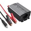 BESTEK Inverter da Auto 500W / Trasformatore da 12V a 220V con Presa AC e 2 Porte USB, Convertitore di Potenza per Auto/Camper/Smartphone con Adattatore Accendisigari e Pinze per Batteria(Grigio)
