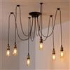 ANWIO Lampadario a Sospensione,Retrò Industriale Lampada Soffitto con 6 Bracci,Creativo DIY Lampada a Ragno Vintage per Soggiorno Camera da Letto,150CM, Nero,E27