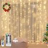 Vegena 3x3m 300 LED Luci Tenda, Vegena LED Natale Tenda Luminosa USB 8 Modalità Luci per Tende con Telecomando per Camera da Letto, Decorazione per Interni Feste, Bianco Caldo