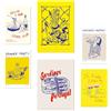 Nacnic Set di 6 poster Illustrazioni Di Cibo E Mangiare Stile Pop Art Giallo illustrazioni di design per decorare le pareti di casa. Camere, negozi A3 e A4 Senza cornice