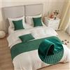 GOFOHIMI Runner Letto Matrimoniale, Reversibile Jacquard Corridore Letto, Morbido Sciarpa e Federa da Letto, Modern Alberghi Scarf Runner Decorazione, Verde Scuro,45x45cm(Federa)