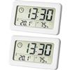 Lancoon 2 Pezzi LCD Piccolo Orologio Temperatura e Umidità con Sottile Portatile Alimentazione di Batteria Grande Display 12/24 Ore Sospeso in Piedi per Casa Camera da Letto