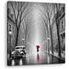 Artenor Quadro Accenti in Rosso Donna con Ombrello Rosso nella Nebbia, 30 x 30 cm - Made in Italy, Quadri Moderni Soggiorno, Camera da Letto, Cucina, Poster da Parete, Decorazioni Casa