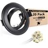 Wondlumi Faretto da incasso a LED, GU10, 68-85 mm, orientabile, a 360°, 230 V, colore nero opaco, rotondo, telaio da incasso con attacco GU10
