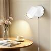 Dehobo Applique da Parete Interno GU10 con Interruttore a Tirante, Regolabile, Lampada da Parete interno in Metallo Adatta per Camere da Letto, Studi, Vani Scale, Soggiorni- Senza Lampadina, Bianco