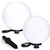 hofstein Lampada a sfera Miau, set di 2 lampade a sfera, lampade da esterno in plastica bianca Ø 40 e 50 cm, sfere luminose con attacco E27, lampade a sfera con cavo da 5 metri, senza lampadina/e