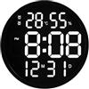 Ioensy Orologio da Parete Elettronico Digitale Orologio Sveglia Termometro Igrometro con Display Ampio E Numeri Segmentati Cambio 12/24h Struttura Leggera in, Nero, style to 1