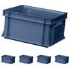 ARTECSIS® Set da 5 casse portaoggetti impilabile in plastica da 11 L, blu acciaio, 35 x 24 x 18 cm - Casa e officina