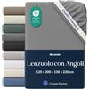 Dreamzie Lenzuolo con Angoli 120x200-130x220cm Antracite, Cotone | Jersey 97% cotone, 3% elastan · Certificato Oeko-Tex · Elastico 360° fino a 35 cm · Senza stiratura