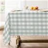 Softalker Tovaglia rettangolare a quadri in lino e cotone pesante, con nappine, lavabile, antipiega per sala da pranzo, feste, casa, da 140 x 178 cm, turchese