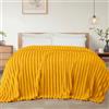 Exclusivo Mezcla Coperta in Pile Reversibile, Leggera e Morbida, 150x200 cm | Copriletto, Traspirante, Jacquard a Righe, per Divano, Viaggio, in Microfibra, Tutte le Stagioni, Giallo Senape