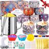 Amzeeniu Kit per Fabbricazione Candele DIY,kit per la fusione di cera per principianti Set Regalo,Set per Candele DIY,Cera di soia,30 Stoppini,8 Candele Barattoli,Coloranti, Stampo in Silicone ect
