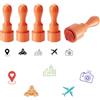 AHANDMAKER Timbro in gomma in legno a tema viaggio, 5 stili, motivo: aereo, fotocamera, motivi di posizione, per fai da te, scrapbooking, biglietti, timbratura ceramica, argilla