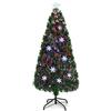 COSTWAY Albero di Natale 90/120/150/180 cm, Albero di Natale Artificiale con Luci LED, Rami Densi, Stelle Luminosi e Fibre Ottiche, Decorazione Natalizia per Casa, Ufficio e Negozio (180 cm)