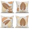 ASDCXZ Set di 4 Federe Cuscini Boho 40x40 Bohemien Piazza Divano Decorazione Federe per Cuscino, Moderno Astratto Sole Foglia di Palma Autunno Lavabile Marrone Poliestere Tessile Esterna Copricuscini