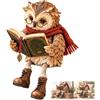 Generic Statuetta gufo che legge statuetta vintage gufo statuetta mensola seduta | Woodland Farmhouse Decor, artigianato fatto a mano, texture a strati di piume, per gli amanti dei libri e insegnanti