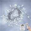 YUANYUYING Lucinene con telecomando - Catena luminosa a forma di petardi, 3 m, 100 LED, impermeabili, a grappolo, ghirlanda di petardi a batteria per camera da letto, giardino (Bianco)