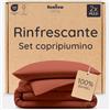 Bambaw Set Lenzuola in Bambù Singole da 2 Pezzi con 1 Copripiumino 135 x 200 cm e 1 Federa Rinfrescante (40 x 80 cm), Set di Lenzuola Rinfrescanti Estive Antiacaro e Ipoallergenico (Terracotta)