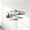 Bravejae Adesivi murali Paesaggio Montagne naturali Fiume Albero 53x105.9cm Adesivi per vetrine Caffè