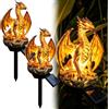Generic Dragon Solar Garden Light Stake Dragon Legacy Golden Ember Edition, statua da giardino a forma di drago, decorazione gotica medievale fantasy per Halloween, patio, cortile (C, 2 pezzi)