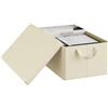 WOLTU Scatola Portaoggetti, Set di 1 Contenitori per Armadio, Scatola con Coperchio Rimovibile, Organizer con Maniglie Pieghevole, in Tessuto, Crema, 48x29x20 cm