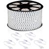 081 Store - Striscia LED 220V SMD 5050 Bianca, Strip LED Flessibile IP65 per Interni ed Esterni, Bobina con Spine Incluse, Diverse Lunghezze Disponibili (Con 5 spine 220V, 2000, Centimetri)