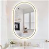 S'bagno Specchio Bagno con Luce Ovale 50x80 cm, Specchio Bagno Led con Cornice in Alluminio, Anti-Fog, 3000-6500K, Funzione Memoria, IP44 Impermeabile, Orizzontale/Verticale, Dorato
