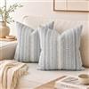 Artoid Mode Set da 2 Federe per Cuscini Macramè Grigio 45x45cm | Fodera Decorativa per Cuscino da Divano in Effetto Lino Motivo Spighe di Grano Decorazione