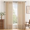 Topfinel Tenda sabbia chiara in lino, tende a velo semitrasparenti con occhielli per soggiorno, tende con passanti, 140 x 245 cm, set da 2