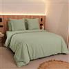 Sognoro Parure Copripiumino Una Piazza e Mezza 200x220, con 2 Federe 80x80 | 300 Fili, Raso di Cotone Morbido, 100% Cotone Pettinato, Lavabile in Lavatrice, Chiusura a Busta, Ideale per l'Autunno
