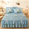 Morbuy Gonna da Letto Trapuntata per Singolo Matrimoniale e Una Piazza e Mezza Elasticizzata Copriletto con Volant Coprirete per Letto Lenzuola con 2 Federe (180x220cm,Margherita)