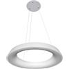 Planetitaly Lampadario soffitto cerchio luminoso LED 43W CCT da 3000k a 6500K calda, naturale, fredda, pendente elegante sospensione dimmerabile luce tavolo cucina telecomando 3340 lumen (Bianco)