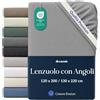 Dreamzie Lenzuolo con Angoli 120x200-130x220cm Grigio, Cotone | Jersey 97% cotone, 3% elastan · Certificato Oeko-Tex · Elastico 360° fino a 35 cm · Senza stiratura
