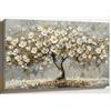 PIGPIGFLY Quadro « Albero della Vita Fiorito » su Tela - 30x40cm Quadro Decorativo Colorato, Decorazione Naturale per la Camera o il Soggiorno