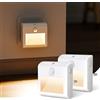 Suright [2 Pezzi] Luce Notturna LED con Sensori di Movimento e Crepuscolare, Bianco Caldo, Luminosità Regolabile, Modalità AUTO/ON/OFF, Luci Notturne Bambini da Presa per Corridoio, Scale, Camera da Letto
