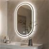luminorcrest Specchio da bagno ovale con illuminazione 50 x 70 cm, 3 colori di luce dimmerabile, anti-appannamento, CRI90+, vetro temperato, luce laterale e posteriore, orizzontale/verticale.
