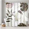 Uiiooazy Tenda Doccia Antimuffa 180x180cm Tropicale Foglie di Palma Marrone | Tenda da Doccia Astratta Ginkgo Giungla Impermeabile Tessuto in Poliestere Lavabile per Vasca da Bagno con 12 Anelli