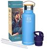 LG Luxury & Grace Borraccia Termica Acciaio Inox 500ml 24h Freddo 12h Caldo Doppia Parete Senza BPA, Antigoccia Funda Neoprene + 2 Tappi Cantimplora Sport, Viaggio, Ufficio, Outdoor