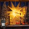 CCILAND Stella luminosa 3D davanti alla finestra, 60 cm stella di Natale illuminata con timer, stella di Natale da appendere per esterni, decorazione per finestre, Avvento, veranda natalizia (bianco