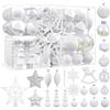 SHareconn Set 100 Palline di Natale Plastica, Decorazioni Albero, Bianco | Plastica, Infrangibile, con Cordino, Facile Da Appendere, decorazioni albero di natale, da Interno o Esterno