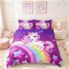 Homemissing Set Copripiumino Unicorno per Bambine 120X150cm | Set Biancheria da Letto Cavallo Sognante Carino per Bambini e Bambini Piccoli, Tessuto Reversibile Arcobaleno