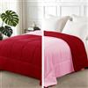 Exclusivo Mezcla Piumone Senza Copripiumone 135x200 cm Reversibile Bicolore | 220GSM in Microfibra, Leggera, Morbida, Traspirante e Confortevole, per Tutto l'Anno, Lavabile in Lavatrice, Rosso/Rosa