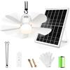 Gliztech Lampadario Ventilatore Solare, Lampadario con Ventilatore da soffitto con luce con Illuminazione, Pannello Solare e Telecomando, Patio, Ombrellone, Gazebo, Tettoia, Campeggio