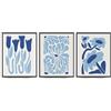 Linilioart Set di 3 poster astratti Matisse blu minimalisti da parete, stampe su tela con motivo floreale bohémien, immagini estetiche per camera da letto, senza cornice (40 x 60 cm)