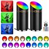 T-SUN Faretto LED da Terra RGBW con Interruttore a Pedale/Telecomando | 3W Lampada da Terra con Lampadina LED GU10 & Cavo da 1.8M, RGB Faretto Pavimento per Decorare la Casa, Piante(2 pezzi, Nero)
