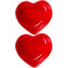 OSOLADY 2 Pezzi Set di Piattini a Forma di Cuore Ceramica, Piccoli, Rossi | Ciotoline per Sushi, Ciotole per Antipasto, Design Compatto Impilabile