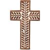 Indus Lifespace Croce cattolica religiosa in legno di mango da appendere alla parete, sculture floreali per soggiorno, decorazione per la casa, ingresso, ufficio, soggiorno (25,4 cm x 15,24 cm x 1,90